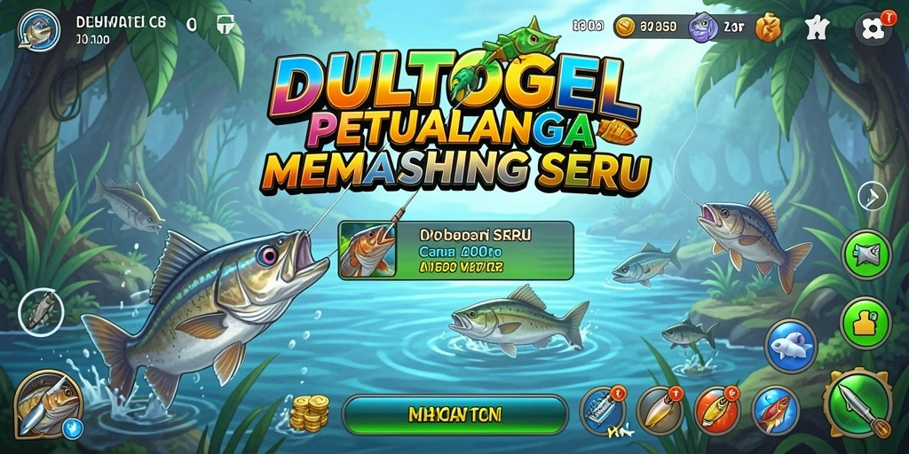 Tampilan gameplay memancing yang menyoroti keindahan lokasi dalam DULTOGEL.