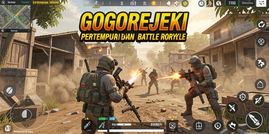 Tampilan aksi Gameplay seru GOGOREJEKI dalam pertempuran Battle Royale.