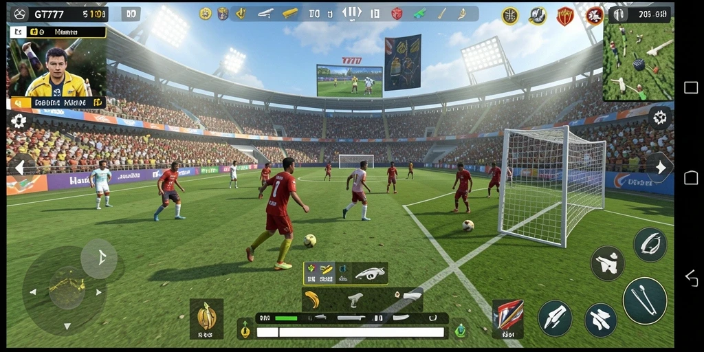 Tampilan gameplay seru dari GT777 yang menggambarkan aksi olahraga.