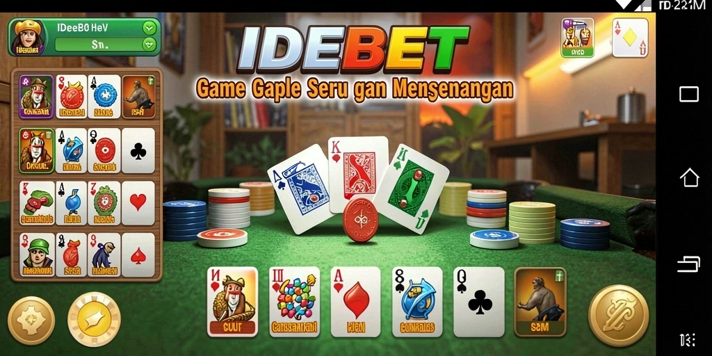 Screenshot Gameplay IDEBET menampilkan aksi seru permainan Gaple.