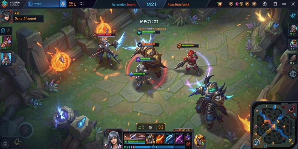 Gameplay MOBA yang seru dan penuh strategi.