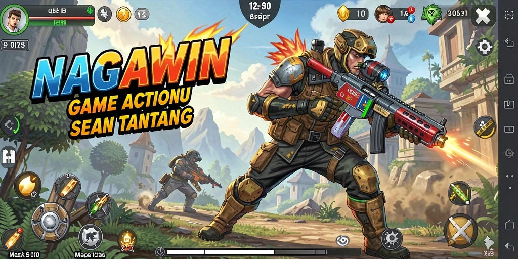 Tampilan seru gameplay NAGAWIN dengan pertarungan mendebarkan.