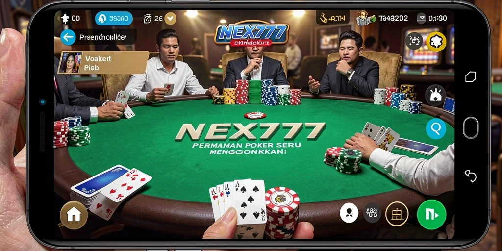 Tampilan gameplay Poker yang menarik dan interaktif di NEX777.